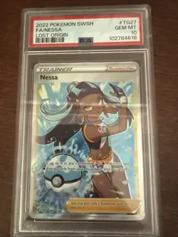 2022 POKEMON SWORD & SHIELD LOST ORIGIN #TG27 FULL ART/NESSA PSA 10 - Image 1