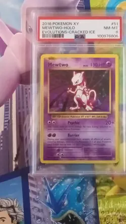 Pokemon Mewtwo Cracked Ice Holo Deck Exclusives 051/108 PSA 8 2016 English - Image 1
