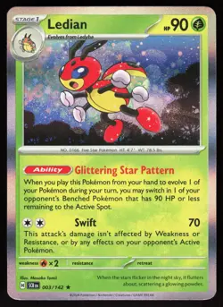 Ledian 3/142 Rare Stellar Crown Pokemon Holo Near Mint - Image 1