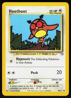Hoothoot 60/111 Common Neo Genesis Pokemon Unlimited Damaged - Image 1