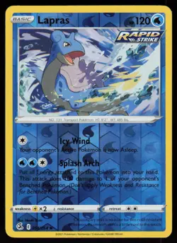 Lapras 054/264 Uncommon Fusion Strike Pokemon Reverse Holo Lightly Played - Image 1