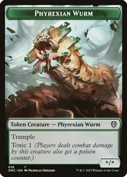 Phyrexian Wurm MTG Phyrexia: One Commander Token NM x4 (x/x Toxic) - Magic Card - Image 1
