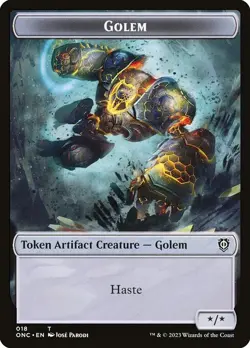 Golem MTG Phyrexia: All Will Be One Commander Token NM x4 (x/x Haste) Magic Card - Image 1