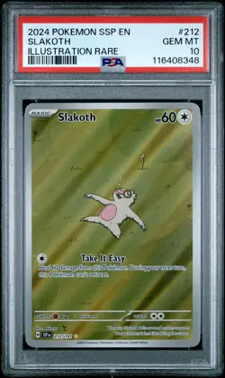 2024 POKEMON SSP EN-SURGING SPARKS ILLUSTRATION RARE #212 SLAKOTH PSA 10 - Image 1