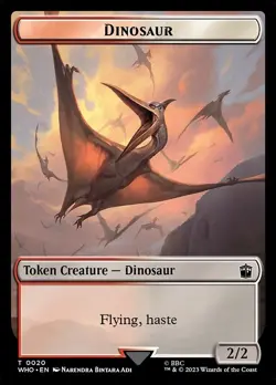 Dinosaur MTG Doctor Who Commander Token NM x4 (2/2 Flying Haste) - Magic Card - Image 1