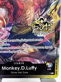 Monkey.D.Luffy One Piece CCG P-033 3rd Anniversary Leader Card 5000 Power - Image 4