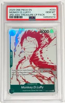 2025 One Piece Monkey D. Luffy OP07-033 3rd Anniversary Treasure PSA 10 English - Image 1