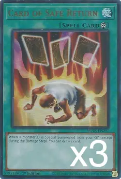 3X Yugioh Card of Safe Return MP25-EN297 Ultra Rare 1st Edition NM - Image 1