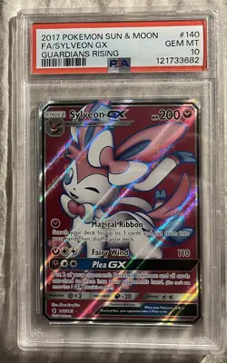 Pokemon SM Guardians Rising Sylveon GX Full Art Holo 140/145 PSA 10 2017 - Image 1