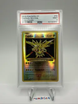 PSA 9 MINT Zapdos Reverse Holo 42/108 – XY Evolutions Pokemon TCG 2016 - Image 2