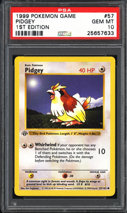 1999 Pokemon Game Pidgey #57 PSA 10 (1st Edition) RESERVED - Image 1