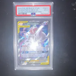 Pokemon TCG Mewtwo & Mew GX TAG TEAM Promo Holo SM191 2019 PSA 4 - Image 1