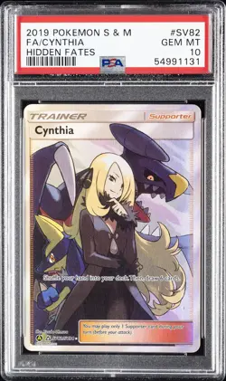 2019 POKEMON SUN & MOON HIDDEN FATES #SV82 FULL ART/CYNTHIA PSA 10 - Image 1