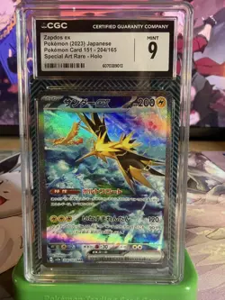 Pokemon Zapdos ex 151 sv2a Japanese Special Art Rare #204 CGC 9 Mint - Image 1