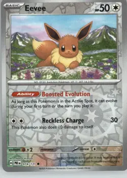 Eevee 074/131 Common Prismatic Evolutions Pokemon Reverse Holo Near Mint - Image 1
