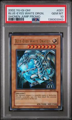 2002 YU-GI-OH! SHONEN JUMP PROMO JMP-001 BLUE-EYES WHITE DRAGON PSA 10 - Image 1