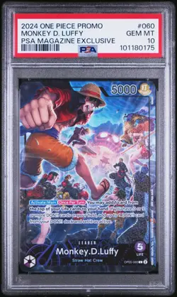2024 ONE PIECE PROMOS PSA MAGAZINE EXCLUSIVE #060 MONKEY D. LUFFY PSA 10 - Image 1