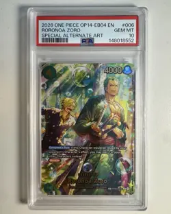 Bandai One Piece Roronoa Zoro SP Foil The Azure Sea's Seven 006 PSA 10 (EN) - Image 1
