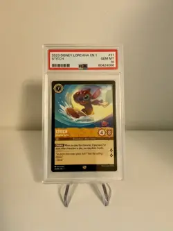 Disney Lorcana TCG Stitch Carefree Surfer Legendary 21/204 PSA 10 Gem Mint - Image 1
