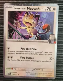 Pokemon- Team Rocket's Meowth 149/182- Cosmos Holo Card- Destined Rivals - Image 2
