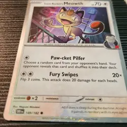 Pokemon- Team Rocket's Meowth 149/182- Cosmos Holo Card- Destined Rivals - Image 4