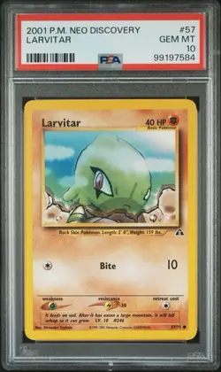 2001 Pokemon Neo Discovery # 57 Larvitar PSA 10 Card GEM MINT! Trusted Seller! - Image 1