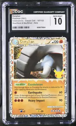 DONPHAN 107/123 - POKEMON TCG HOLO HEARTGOLD & SOULSILVER 2021 CGC 10 - Image 1
