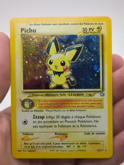 Pokemon TCG Pichu 12/111 LP 🌀 SWIRL 🌀 Neo Genesis French Holo Rare Card - Image 1