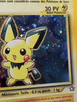 Pokemon TCG Pichu 12/111 LP 🌀 SWIRL 🌀 Neo Genesis French Holo Rare Card - Image 3