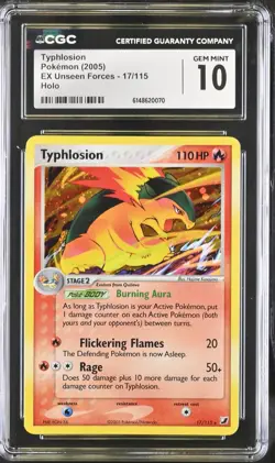 2005 Pokemon EX Unseen Forces Typhlosion #17/115 Rare Holo CGC 10 GEM MINT - Image 1