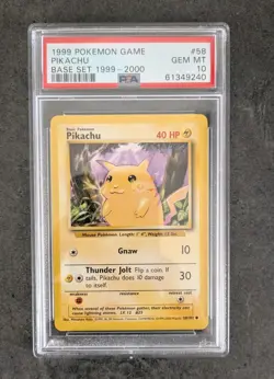 PSA 10 GEM MINT 1999-2000 4th PRINT UK POKEMON PIKACHU YELLOW CHEEKS 58/102 #58 - Image 1