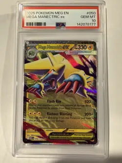 💎 2025 Pokemon MEG EN Mega Evolution Mega Manectric Ex 50/132 PSA 10 GEM MT 💎 - Image 1