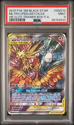2019 POKEMON SM BLACK STAR PROMO FULL ART/MOLTRES & ZAPDOS & ARTICUNO GX PSA 9 - Image 1