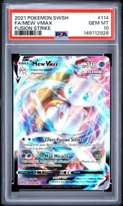 2021 POKEMON SWORD & SHIELD FUSION STRIKE #114 FULL ART/MEW VMAX PSA 10 - Image 1