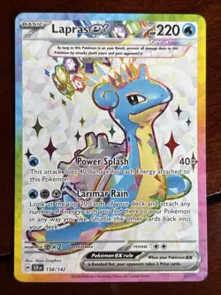 Pokemon Stellar Crown Lapras Ex 158/142 Full Art Holo Rare - Image 1