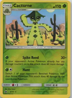 Cacturne 6/111 Rare Crimson Invasion Pokemon Reverse Holo Near Mint - Image 1