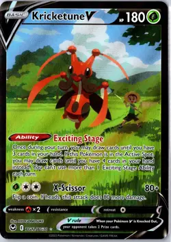 Kricketune V TG12/TG30 Holo V Rare Silver Tempest Trainer Gallery Pokemon NM - Image 1