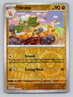Reverse Holo Vibrava #105/191 Common SV08: Surging Sparks Pokemon - Image 1