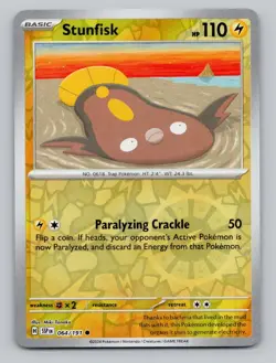 Reverse Holo Stunfisk #064/191 Common SV08: Surging Sparks Pokemon - Image 1