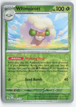 WHIMSICOTT 008/131 HOLO RARE PRISMATIC EVOLUTIONS POKEMON REVERSE HOLO NM/M - Image 1