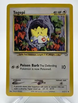 Pokemon TCG 2000 Togepi 51/111 NEO GENESIS UNLIMITED: Uncommon Vintage Near Mint - Image 1