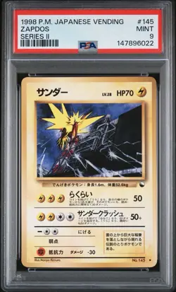 1998 POKEMON JAPANESE JPN VENDING SERIES 2 II #145 ZAPDOS PSA 9 MINT - Image 1