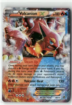 2016 Pokemon Steam Siege Volcanion-EX 26/114 Holo Rare NM - Image 1