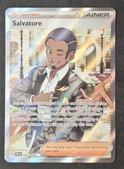 SV05: Temporal Forces SALVATORE Ultra Rare Full Art Trainer #202/162 Pokemon TCG - Image 1