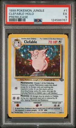 1999 POKEMON JUNGLE PRERELEASE #1 CLEFABLE-HOLO PSA 5 - Image 1