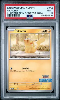 2025 POKEMON SVP EN-SV BLACK STAR PROMO ILLUSTRATION CONTEST 2024 PIKACHU PSA 9 - Image 1