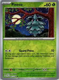 Pokemon TCG Pineco 1/198 Scarlet Violet Rev Holo NM - Image 1