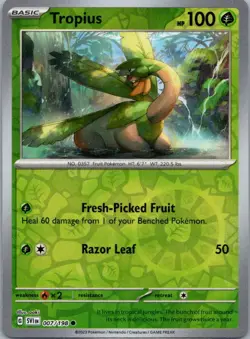 Pokemon TCG Tropius 007/198 Scarlet Violet Rev Holo NM - Image 1