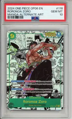 One Piece: Roronoa Zoro Manga Alt Art OP06-118 Wings of the Captain PSA 10 - Image 1