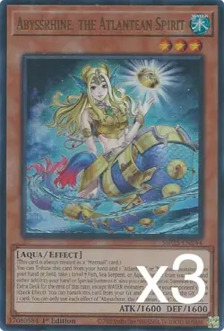 3X Yugioh Abyssrhine, the Atlantean Spirit MP25-EN244 Ultra Rare 1st Edition NM - Image 1